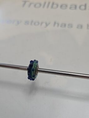 Trollbeads Blue and Green Dotted Glass Charm
